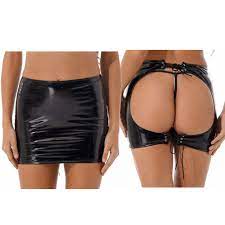 Women Open Butt Miniskirt Wet Look Patent Leather Bodycon Pencil Skirts  Clubwear | eBay