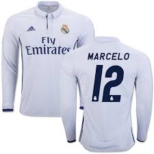 Jersey real madrid adidas junior champions. 16 17 Real Madrid Cf 12 Marcelo White Home Authentic Long Sleeve Soccer Jersey