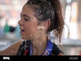 August 22, 2021: Colorado elite mountain runner, Allie McLaughlin, cools  down following her second place finish in the Pikes Peak Marathon, Manitou  Springs, Colorado Stock Photo