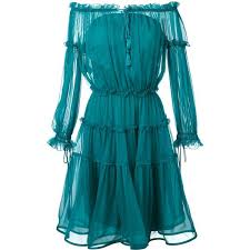 Alberta Ferretti Off The Shoulder Midi Dress 1 473 Liked On Polyvore Featuring Dresses Green Off The Rihanna Dress Short Dresses Designer Party Dresses