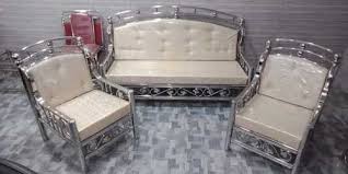 A wide variety of steel sofa design options are available to you, such as style, appearance, and regional style. Stainless Steel White Sofa Set For Home Rs 13000 Set S R Steel Enterprises Id 20345208033