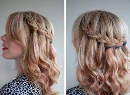 Waterfall Braid For Mid Length Hair Half Up Half Down Braid Long Hair Hairdo Ideas Medium Length Hair Styles Prom Hair Medium Medium Hair Braids