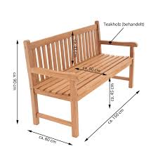 Divero 3 Sitzer Gartenbank Parkbank Hochwertig Teak Holz Behandelt 150cm