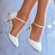 Ladies White Ivory Lace Embellished Low Heel Ankle Strap Wedding Shoes Size 3 9 Ebay Wedding Shoes Heels Wedding Shoes Bride Wedding Shoes