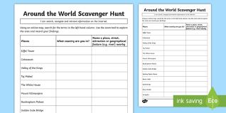 What i loved about these scavenger hunt printables was that they were super easy to prepare, just printing them off and then we could get outside. Around The World Scavenger Hunt Primary Teaching Resources