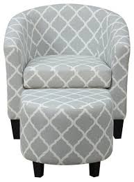 Pemberly Row Fabric Accent Chair With Ottoman In Grey Mediterranean Armchairs And Accent Chairs By H In 2020 Chair And Ottoman Set Chair And Ottoman Barrel Chair