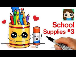 How To Draw Cute Back To School Supplies Easy 3 Youtube Cute Drawings Drawing Lessons For Kids Art Drawings For Kids