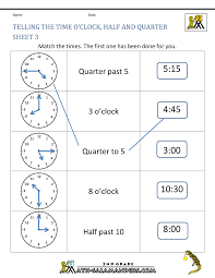 Time Worksheet O Clock Quarter And Half Past