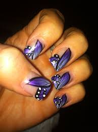 Black And Purple Butterfly Nails Purple Butterfly Nails Nail Jewels Sassy Nails Nail Jewelry