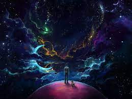 2160x3840 Man And Dog And Neon Space Sony Xperia X Xz Z5 Premium Wallpaper Hd Artist 4k Wallpapers Images Photos And Background Wallpaper Space Man And Dog Dark Wallpaper