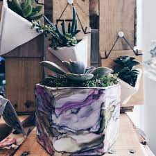 Alcohol Ink Ceramic Vessels Planters Modern Craft Collective Alcohol Ink Crafts Alcohol Ink Resin Planters