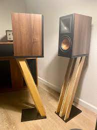 Another option which is very popular with manufacturers is to make a single, thin, deep box with a side firing woofer, as in the nht 3.3 above. Diy Speaker Stands Diysound