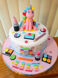 Make up cakes for kids. Unicorn Themed Cake Xmcx Makeup Rainbows Kids Birthday Cakes By Themed Cakes Birthday Cakes Girls Kids Make Up Cake