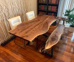 Black Walnut Live Edge Dining Table And Bench Live Edge Dining Table Solid Wood Table Tops Slab Dining Tables