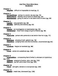 Vocabulary And Then There Were None Vocabulary Then There Were None Teaching Ela