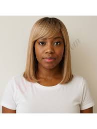 14" Beige and Honey Blonde Short Wig 14 inch Remy Human Hair with bang #  11-2-14Inch