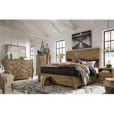 Exclusive bedroom furniture set in warm beige and brown mix colors. Furnituremaxx Griddleburg Casual Light Brown Color Wood Bedroom Set King Panel Bed Dresser Mirror Night Stand Chest
