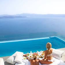 Waking Up With Breakfast In Your Private Pool And This View Astarte Suites Hotel Santorini Beautifulhotels Santorini Greece Hotels Vacation
