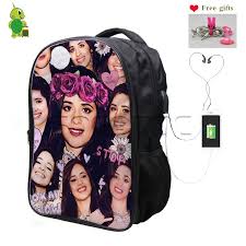 Она имеет мексиканские, кубинские и американские корни. Camila Cabello Overlay Rucksack Multifunktions Usb Ladung Kopfhorer Jack Laptop Taschen Fur Frauen Manner Grosse Schule Reise Rucksack Rucksacke Aliexpress