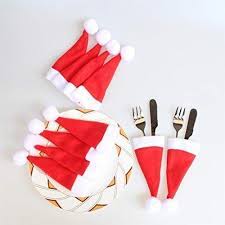 Prettyw 10 Pack Red Mini Santa Hat Fork Spoon Cutlery Table Christmas Decorations Toppers Home Decor Gifts O Xmas Crafts Cutlery Holder Christmas Place Cards