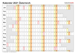 Übersichtlicher jahreskalender von 2021, die daten werden pro monat gezeigt einschließlich der kalenderwochen. Kalender 2021 Osterreich Zum Ausdrucken Als Pdf