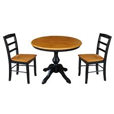 36 3pc Clay Round Top Pedestal Table With 2 Madrid Chairs Set Black Brown International Concepts Round Dining Set Black Dining Room Furniture Dining Table