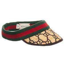 Unisex Beige Sun Visor From Luxury Designer Gucci Made From Woven Raffia With Brown Gg Embroidery It Has A Soft Elasticated V Raffia Hat Woven Raffia Hats