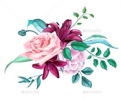 Vector Rose Lily Flower Leaves Bouquet Pattern Lily Flower Roses Drawing Rose Lily