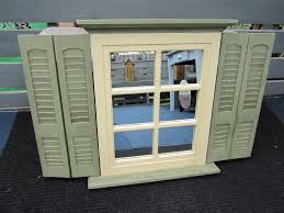 Retired Home Interior Mirrored Window Pane Shutters Wall Hanging Sage Grn Faux Window Window Mirror Mirror Interior