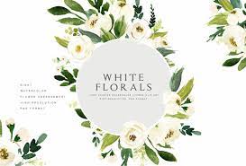 Watercolor White Flower Clip Art White Flower Clip Flower Clipart Floral Watercolor