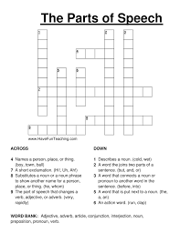 Crossword puzzles can be fun, challenging and educational. Parts Of Speech Crossword Puzzle Have Fun Teaching