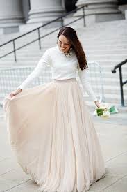 The Skirt And Top Set That S Equal Parts Classy And Casual Wedding Dress Separates City Hall Wedding Dress Casual Wedding Dress