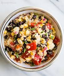 Mexican Quinoa Salad With Black Beans Corn Tomatoes And Cheese Simplyrecipes Com Recipe Mexican Quinoa Salad Recipes Quinoa Salad Recipes