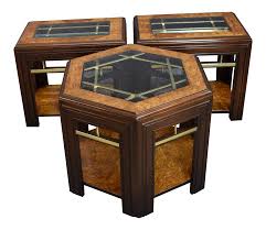 Get it by mon, jul 19. Mid Century Modern Asian Influence Hexagonal Burl Wood Tables 3 Pieces Chairish