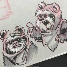 Ewoks For Yesterdays Sketchdailies Sketch Dailies Ewok Returnofthejedi Cartoon Illustration Breaksketch Brushpen Yubyu Ewok Drawings Cartoon Sketches