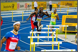 In long hurdle events, whether for men or women, the first hurdle is 45m from the starting line and the distance between hurdles is 35m. Hurdling Wikiwand