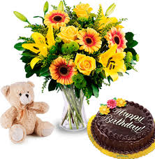 Any flavour or design you choose will be eggless. Birthday Mixed Flowers In Vase With Teddy Bear And Cake To Manila Cake With Flowers Delivery To Manila