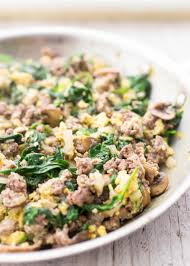 Joe S Special Scrambled Eggs With Spinach Beef And Mushrooms Simplyrecipes Com Recipe Spinach Egg Scrambled Eggs With Spinach Beef