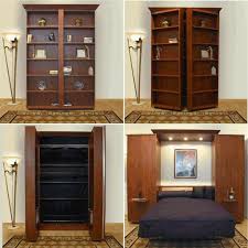 Bedroom Luxurious Wooden Murphy Bed With Cool Wooden Bookshelves Design And Cool Gold Standing Lamp Fabulous Murp Murphy Bed Plans Murphy Bed Ikea Murphy Bed