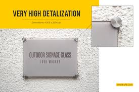 Outdoor Glass Signage Logo Mockup Set In Product Mockups On Yellow Images Creative Store