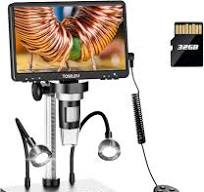 TOMLOV DM9 7" Digital Microscope: 1080P 1200X Coin Microscope Magnifier, 12MP Ultra-Precise Focusing LCD Soldering Microscopes for Adults, PC View, ...