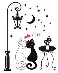 Black and white cat double image. Second Life Marketplace Wall Tattoo Black White Cat