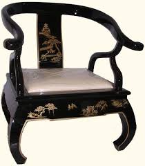 Black Lacquer Oriental Arm Chair With Buddha Legs And Ox Horn Back Armchair Chair Corner Chair