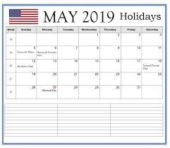 Us May 2019 Bank Holidays Calendar Holiday Calendar Us Holiday Calendar Holiday Calendar Printable