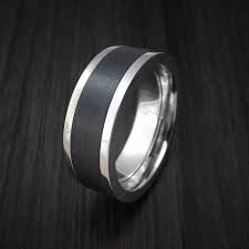 14k White Gold And Elysium Black Diamond Ring Custom Made Band Black Diamond Ring Diamond Ring White Gold Rings