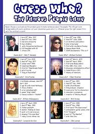 Guess Who The Famous People Game Speaking About Personal Information Learn English Famous People English Lessons