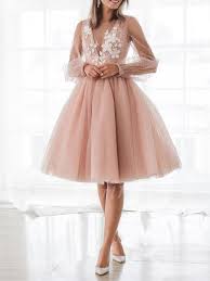 Maybe you would like to learn more about one of these? A Linie Brautkleid Kurz Altrosa Tull Langarm Mit Bluten