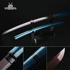 Damascus steel was the forged steel of the blades of swords smithed in the near east from ingots of wootz steel either imported from southern india or made in production centres in sri lanka, or khorasan, iran. Blue Handmade Damascus Steel Red Blade Shirasaya Katana Etsy