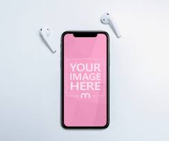 Mockup Template Featuring Top View Of A Space Gray Iphone Xs Lying On A Light Surface Next To Airpods Make A Music Or Audio Themed M Mockup Iphone Mockup Desk