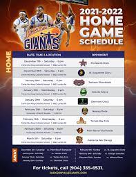 Giants Home Schedule 2022 2021-2022 Season Home Game Schedule | Jacksonville Giants
